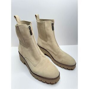 Blondo Boots Womens Size 10 Sand Leather Waterproof Lug Sole Ankle Booties